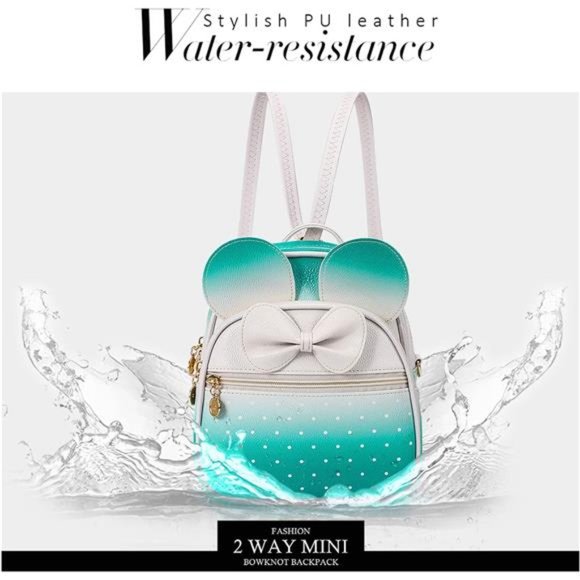 Mini Backpack Small Daypacks Convertible White Green - Picture 6 of 7